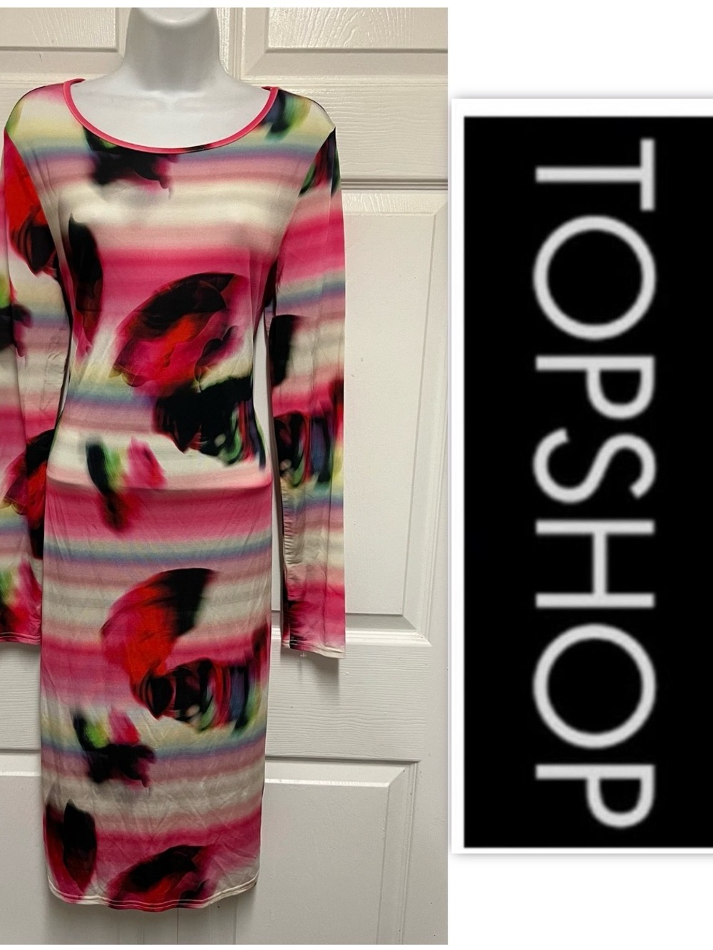Topshop Abstract Stretch Midi Dress